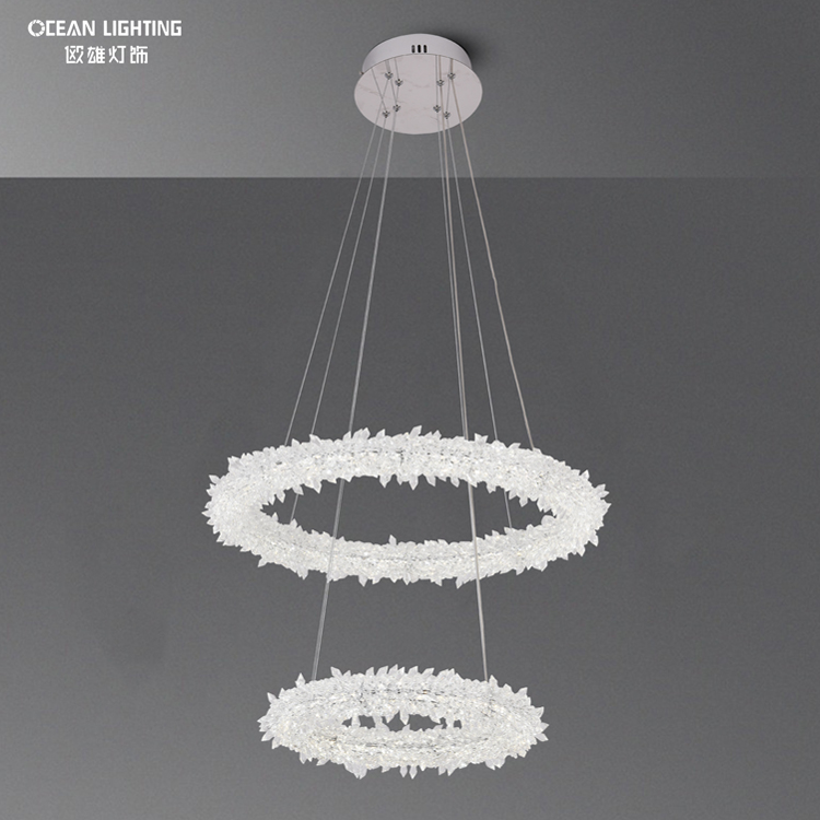 Nordic LED Pendant Lamp Dining 2 Layers Crystal Pendant Light Chandelier Modern for Living Room