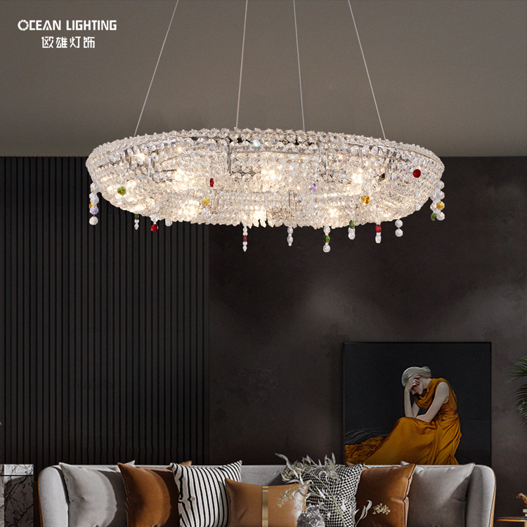 Ocean Lighting Luxury Modern Stainless Steel Cristal Lamp Decoration Chandelier 