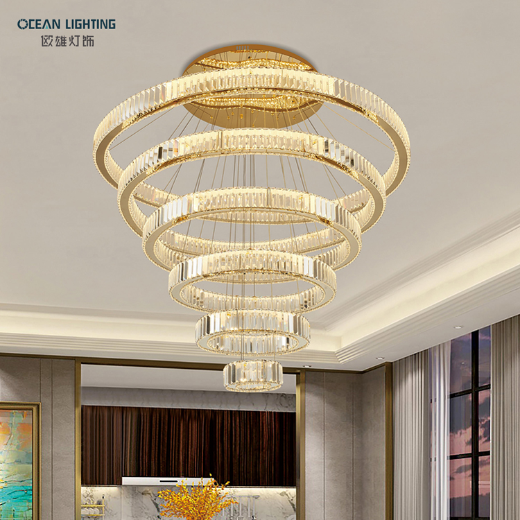 Ocean Lighting LED Crystal Luxury Round Indoor Lamp Pendant Light