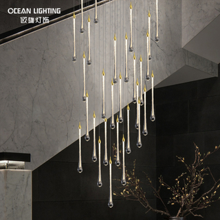 Hotel High LED Hanging Fixtures Lamp Design Dining Ceiling Crystal Chandelier Lighting Modern Luxury