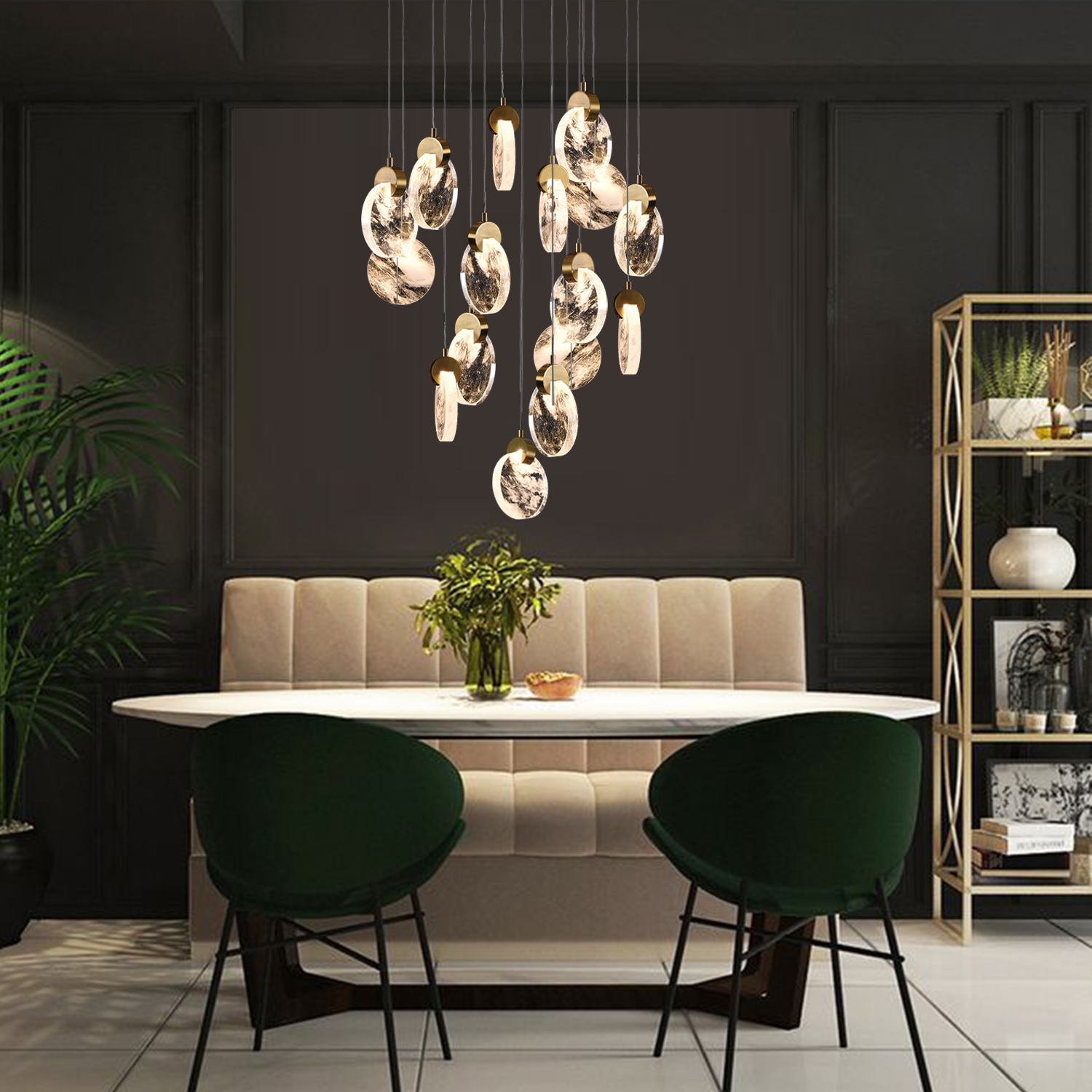  Luxury Gold Crystal Lighting Metal Pendant Lamp 3W*6 LED Living Room Chandelier