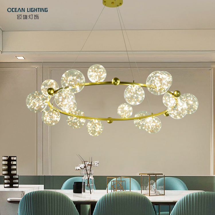 Ocean Lighting Gold Led Crystal Chandeliers Hanging Design for Living Room