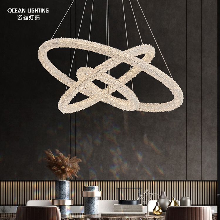 Ocean Lighting Modern Crystal Multiple Circle Combinations Pendant Lamp for Home Decoration