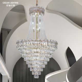 Custom Hotel Dining Ceiling Hanging Lights Modern Luxury Decorative Lighting Fixture Chandelier Crystals