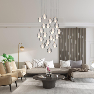 Custom Design Dining Contemporary Decorative Lighting Fixture Ceiling Lights Crystals Bubbling Ball Chandelier