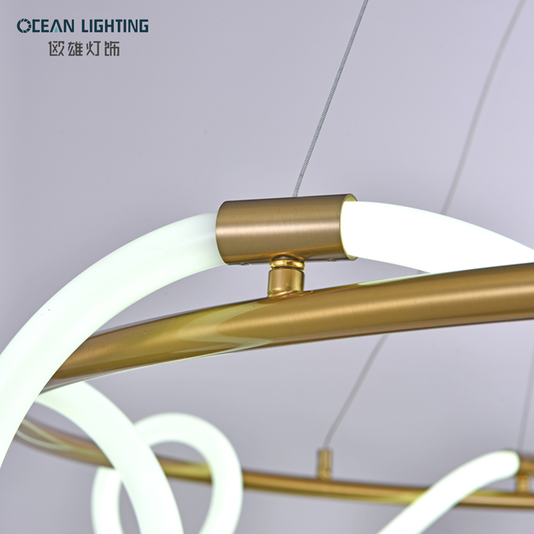 Modern Metal Silica Gel Strip Gold Ring 80W Pendant Lamp LED Round Pendant Lights Modern Chandeliers