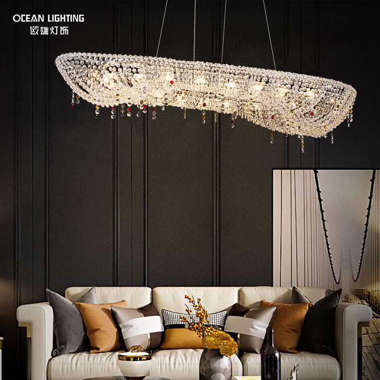 Ocean Lighting Luxury Modern Stainless Steel Cristal Lamp Decoration Chandelier 