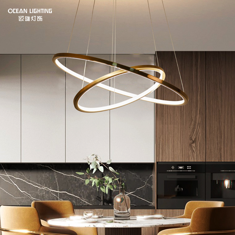Ocean Lighting Luxury Golden Decorative Simple LED Pendant Light