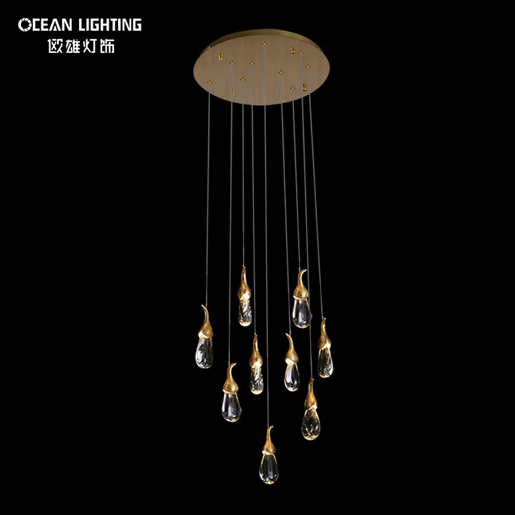 Metal Nordic Led Contemporary Kitchen Pendant Lamp Crystal Ceiling Modern Luxury Island Gold Pendants Light