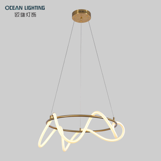 Modern Metal Silica Gel Strip Gold Ring 80W Pendant Lamp LED Round Pendant Lights Modern Chandeliers