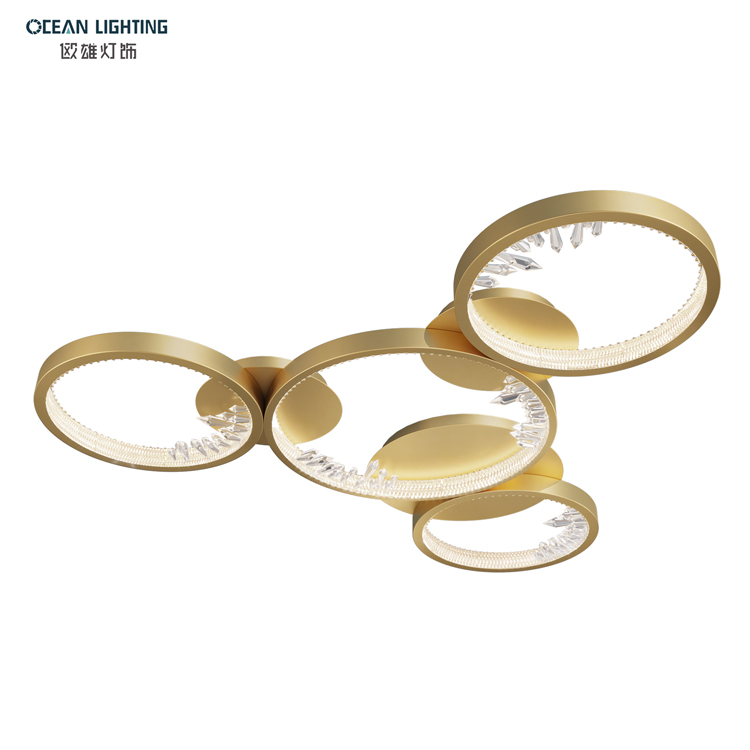 Ocean Lighting Morden Round Luxury Golden Crystal Ceiling Light