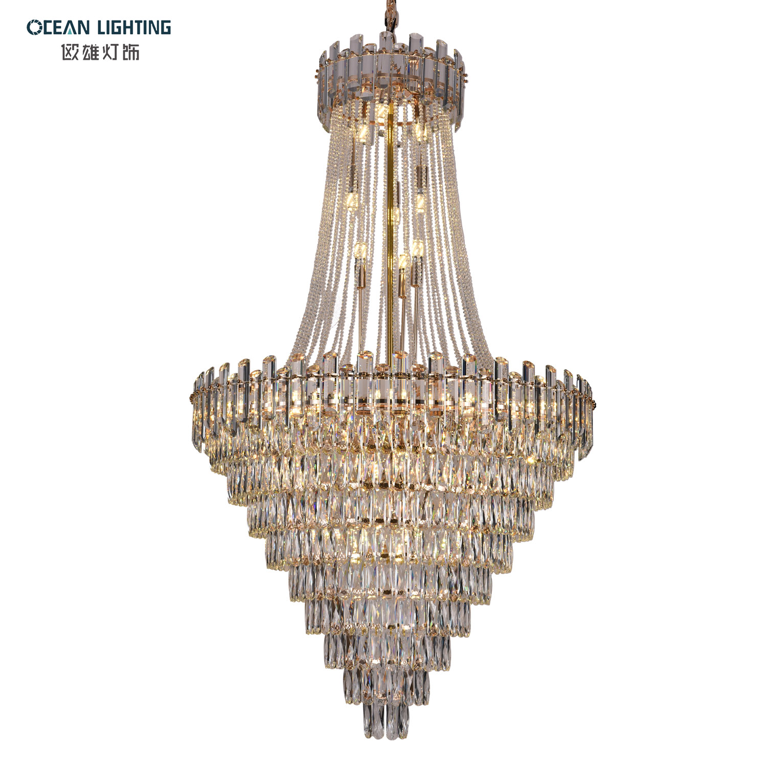 Custom Hotel Dining Ceiling Hanging Lights Modern Luxury Decorative Lighting Fixture Chandelier Crystals
