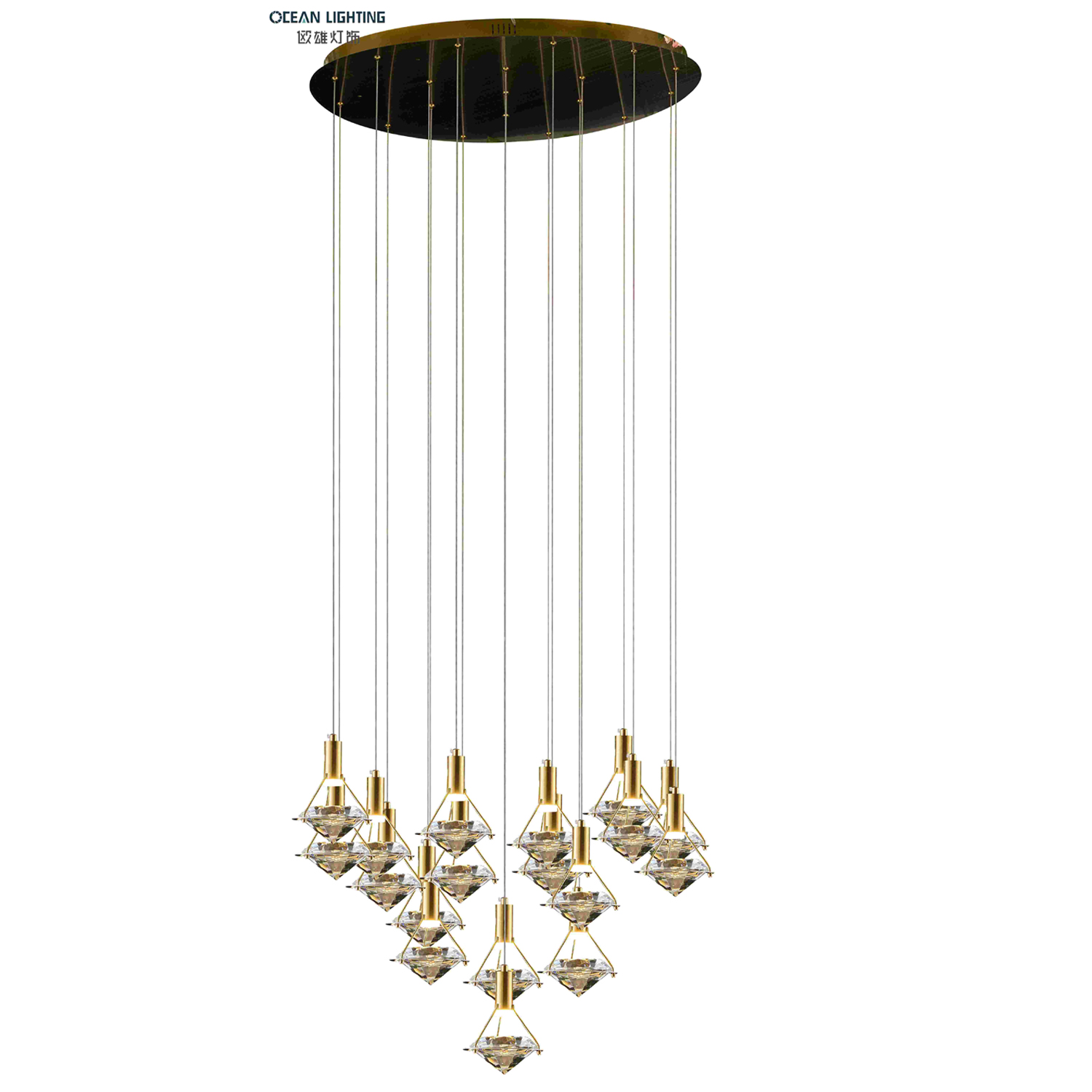 Ocean Wholesale Indoor Design Diamond Crystal Chandeliers Pendant Lights 