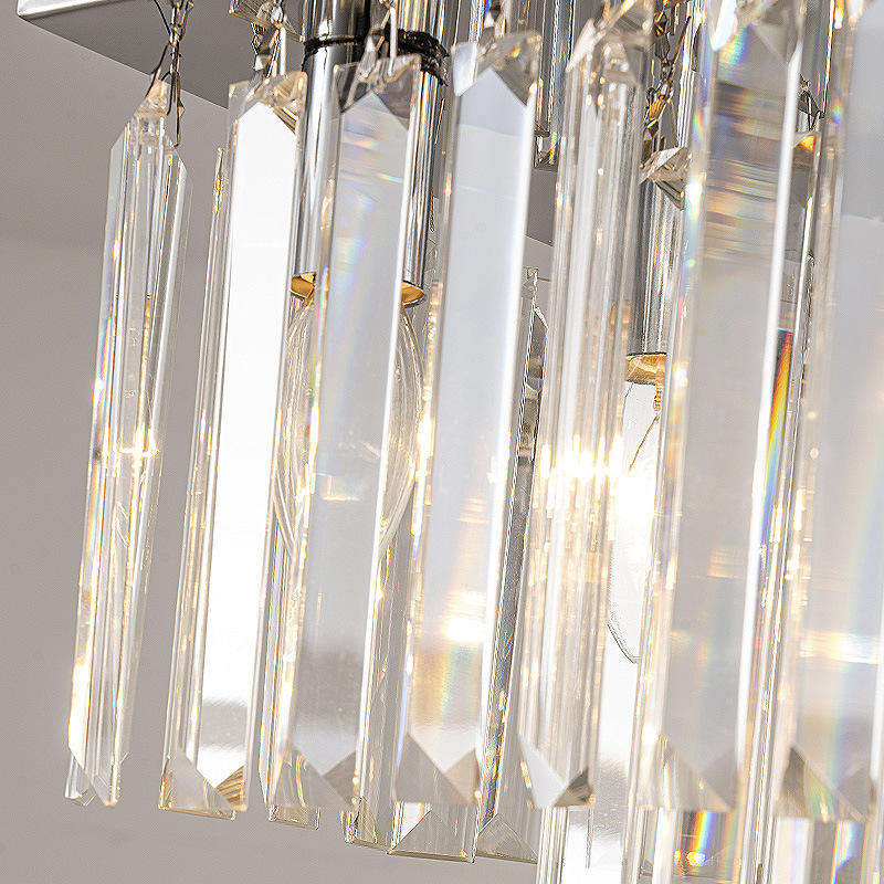 Indoor Design Decorative Lighting Fixture Long 2 Layers Ceiling Crystal Chandelier Lighting for Dining Room